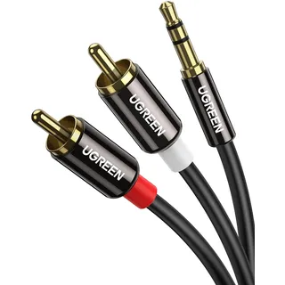UGREEN Klinke auf Cinch Kabel 3,5mm Klinke Chinch Stereo Audio Kabel für TV, PC, Handy, MP3-Player, Lautsprecher, Heimkino, Autoradio, Tablet, Verstärker, Soundbar usw. (2m)