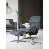 Stressless Stressless® »Reno«, (Set, Relaxsessel mit Hocker), mit Hocker, mit Cross Base, Größe S, M & L, Holzakzent Braun blau