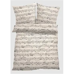 bonprix Bettwäsche mit Musiknoten, beige, 135x200 cm, 100% Baumwolle