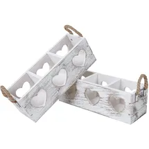 Mendler Dekokiste HWC-C26 10 x 10 x 30 cm 2-tlg. weiß