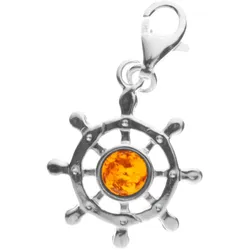 Ketten-Anhänger OSTSEE-SCHMUCK "Ostsee-Schmuck Charm-Einhänger Steuerrad", weiß, Schmuckanhänger, Damen, 29 x 17mm, Silber 925 (Sterlingsilber), 1.7 g