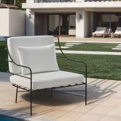 Casa Padrino Luxus Hotel & Garten Sessel Schwarz / Grau - Schmiedeeisen Möbel