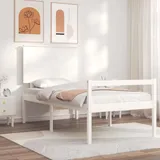 Seniorenbett Mit Kopfteil Weiß Massivholz