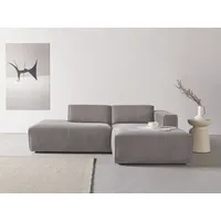 Andas Ecksofa »Noord«, mit Kedernaht, Breite 227 cm, Cord, Struktur grau
