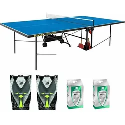 Sunflex Tischtennisplatte Outdoor blau + Netz + Tischtennisschläger + TT Bälle EINHEITSGRÖSSE