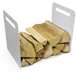 teileplus24 Kaminholzregal Metall Innen Außen Modell:Rustikal Weiß