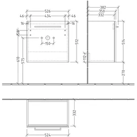 Villeroy & Boch Waschtischunterschrank 1 Tür 52,6 x 51,4 cm Schwarz