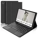 Hülle für Samsung Galaxy Tab A11 Plus mit Tastatur, Abnehmbare Bluetooth-Tastatur Kompatibel mit Samsung 11" Tablette Galaxy A11+ 2025/ A9+ 2023 mit Präzisions -Trackpad Stifthalter, Schwarz