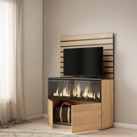 SKRAUT HOME Sideboard 107 x 145 x 35 cm Beige / Schwarz