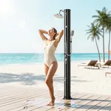Outsunny Solardusche 40L Gartendusche mit Handbrause Kopfbrause Wasserhahn