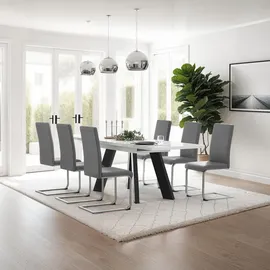 Tectake tectake® Schwingstühle Kunstleder 2er Setgrau