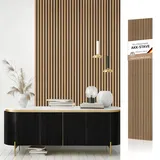 AKK-STAVE Akustikpaneele Holz 240x60 cm (2er-Set 2,88 m2) - Akustik Paneele & Holzpaneele Wand | Holzfurnier 3D Paneele Wand als Wandverkleidung Innen für Wohnzimmer(Olied Eiche)