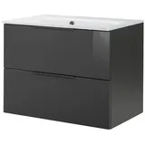 Fackelmann LUNA Badmöbel Set 2-teilig, 80 cm breit, Schwarz/Anthrazit, Glas