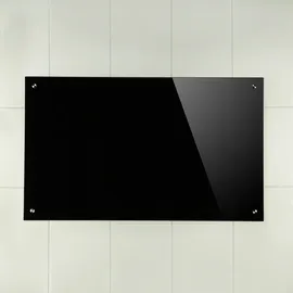 Melko Spritzschutz Herdblende Aus Glas, Für Küche, Herd, Fliesen, 6 Mm Esg Sicherheitsglas, Küchenrückwand, Inkl. Schrauben, 70 X 40 Cm, Schwarz - Melko