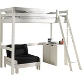 Vipack Hochbett (Made in Europe), Hochbett mit 90 x 200 cm Liegefläche, ausziehbarer Schlafsessel