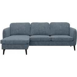 Ecksofa INOSIGN "Ikano", blau, B:225cm H:80cm T:143cm, 92% Polyester, 8% Nylon, Sofas, Massivholz Konstruktion, Wellenunterfederung im Sitz