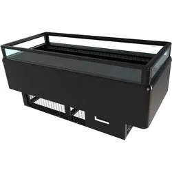 Umschaltbare Kühl-/Tiefkühlinsel DIKDIK mit Umluftkühlung | 240 Liter, HxBxT 95x153x99,5cm | -22/+6°C | Schwarz | + CHEFGASTRO Geschirrtuch