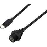 TRU Components USB-C® 3.0 Stecker auf Buchse IP67 (Gewinde) Kabel 0,5m TC-E10T-FT3-PWF/MT3-NWA-0.5PV-S Wasserdichtes Kunststoffkabel TC-13543596