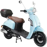 GT UNION Motorroller GT UNION "Massimo 25", babyblau matt, schwarz, Motorroller & Mofas, mit Topcase, 25 km/h, Luftgekühlter Motor, B:67cm H:115cm L:189cm