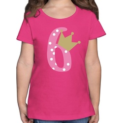 Shirtracer T-Shirt Sechs Krone Mädchen Sechster – 6. Geburtstag – Mädchen Kinder T-Shirt tshirt 6 jahre – shirt geburtstagskind – t-shirts mädchen – funshirt rosa 116 (5/6 Jahre)