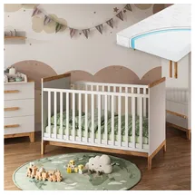 VitaliSpa Babybett Malia, Weiß/artisan, 70x140 cm mit Matratze, Vitalispa
