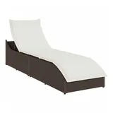 vidaXL Klappliege mit Auflage und Stauraum Braun Poly-Rattan