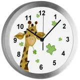 CreaDesign Funkwanduhr Funkuhr, Kinder Wanduhr, Kinderuhr, Kinderzimmer Giraffe (geräuscharmes Uhrwerk) bunt