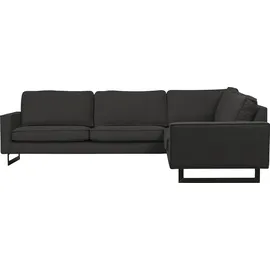 Home Affaire Ecksofa HOME AFFAIRE "Pinto, XXL, 250/290 cm, langer Schenkel, Ottomane", grau (dunkelgrau), B:290cm H:85cm T:250cm, Luxus-Microfaser in Lederoptik(100% Polyester);Cord (92% Polyester, 8% Polyamide), Sofas, Ecksofa, Cord, Chenille, Lederoptik, mit Keder, 