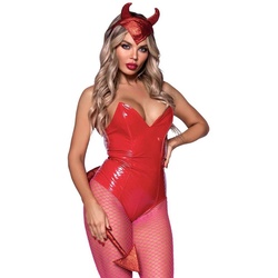 Leg Avenue Kostüm Glitzer Teufel Accessoire-Set rot, Hörner und Teufelsschwanz im Glitter-Look rot
