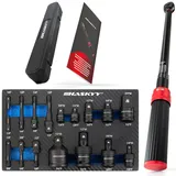 HASKYY Drehmomentschlüssel 1/2 Zoll 65-350 Nm mit Adapter Schlagschrauber Set Kreuzgelenk Steck-Nuss-Adapter-Satz für Schlagnuss 1/4" 3/8" 1/2" 3/4" Antrieb 17tlg