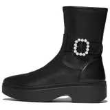 FitFlop Damen F-LUMA Kristallschnalle Leder kurze Stiefel Knöchel Schwarz Größe 41 EU, Schwarz, 42 EU