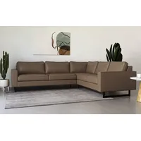 Ecksofa PLACES OF STYLE "Pinto, 250/290 cm, langer Schenkel, XXL, Ottomane" Sofas Gr. B/H/T: 290cm x 85cm x 250cm, Luxus-Microfaser in Lederoptik, langer Schenkel rechts, braun Cord, Feincord, Luxus-Microfaser Leder und Chenille