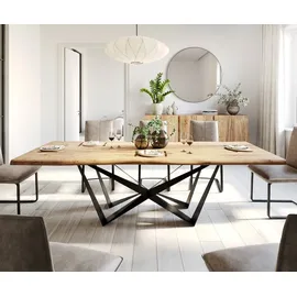 DeLife Esstisch Edge Akazie Natur Spider Flachstahl Schwarz Live-Edge - Hellbraun/Braun