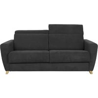 Schlafsofa Matratze verstellbare Kopfstücke anthrazitgrauer Samt 140x190 cm GOYA