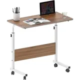 soges Computertisch Beistelltisch Laptoptisch höhenverstellbar PC-Tisch mit Rollen und Einschnitt 80CM*40CM,05#3-80OK