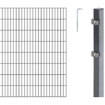 GAH Alberts Alberts 653651 Doppelstabmattenzaun als 6 tlg. Zaun-Komplettset | verschiedene Längen und Höhen | anthrazit | Höhe 180 cm Länge 4 m,