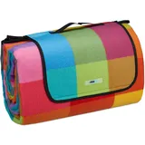 Relaxdays XXL Picknickdecke, 200x300 cm, isoliert, wasserdicht, Karierte Fleece Stranddecke, weich, Tragegriff, bunt