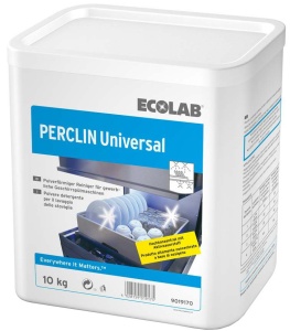 ECOLAB Perclin Universal Maschinenspülmittel, Chlorfreie Geschirr-Reinigung mit aktiven Sauerstoff und Buntmetallschutz, 10 kg - Trommel