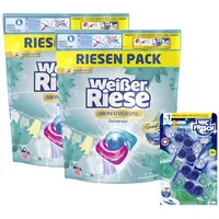 Weißer Riese Universal Trio-Caps A-Th. Lotus & Mandelöl (1x 120 WL), Vollwaschmittel mit intensivem Dufterlebnis & WC FRISCH Kraft Aktiv Blauspüler Mix Chlor + Ozeanfrische, 1x 200g