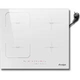 Cooksir - Induktionskochfeld 4 Platten kochfelder 4er mit Stecker, Einbau 59cm, 3500Watt, Weißes Keramikglas Kochplatte, Kombinierte Zone