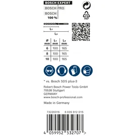 Bosch Professional Expert SDS-Plus-7X Hammerbohrer Set 3-tlg. 6/8/10mm 2608900196