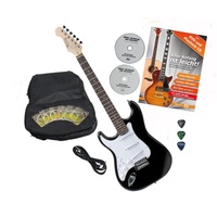 Rocktile Pro ST3-BK/RW-L Linkshänder E-Gitarre Black Set mit Zubehör