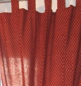 GURU SHOP Boho Vorhänge, Gardine (1 Paar) mit Schlaufen, Handbedruckter Ethno Style Vorhang - rot Gemustert, Baumwolle, 250x100x0,2 cm, Dekovorhänge