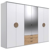 WIMEX Ti'me Kleiderschrank, Weiß, Eichefarben - 270x210x58 cm