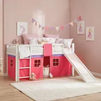 Homestyle4u Hochbett 540 90 x 200 cm Kiefer massiv weiß pink