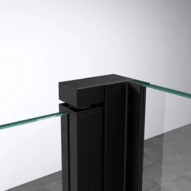 doporro Eckdusche mit Schiebetür 100 x 140 cm schwarz Klarglas Duschwanne