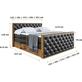 altdecor Boxspringbett 180 x 200 cm H3 Schwarz