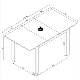 VCM Pesoli 120-160 x 76 x 90 cm braun