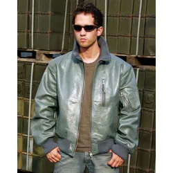 Mil-Tec BW Flieger, Lederjacke - Grau - 50