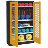 C+P Sportgeräteschrank mit Lochblech-Flügeltüren (Typ 2), HxBxT 195x120x50 cm,